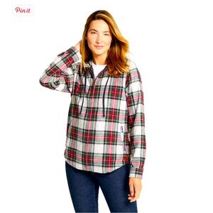 LL Bean Scotch Plaid Flannel Zip Jacket Sz XS
